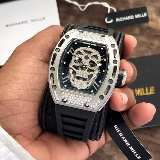Richard Mille RM52 Skull firstcopy White Diamond Semi ETA Men’s Watch