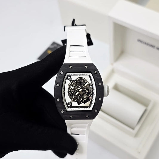 Richard Mille RM 055 Bubba Watson White Strap Semi Swiss Firstcopy Watch – Men's Luxury Replica