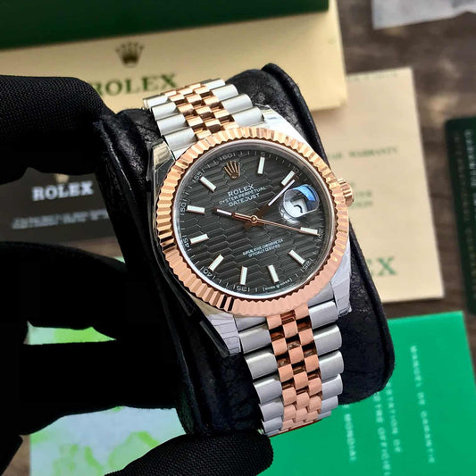 Rolex Datejust 41 Silver Fluted Motif Steel & Rose Gold Swiss ETA firstcopy Watch