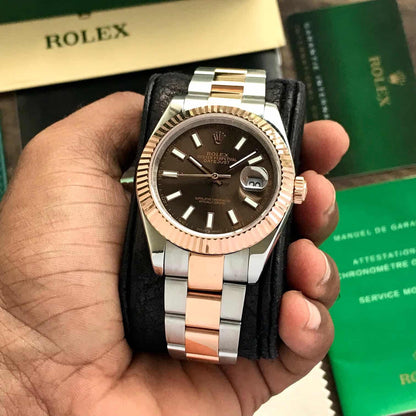 Rolex Datejust 41 Two Tone Chocolate Dial Automatic Mens Watch firstcopy