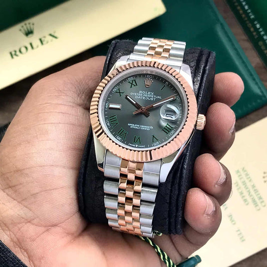 Rolex Datejust 41 Two Tone Rosegold Grey Dial Automatic Mens Watch firstcopy