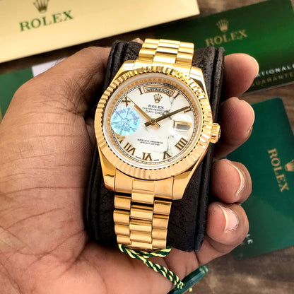 Rolex Datejust 41 Yellow Gold Tone White Dial Jubilee Chain Japanese Automatic Mens Watch firstcopy