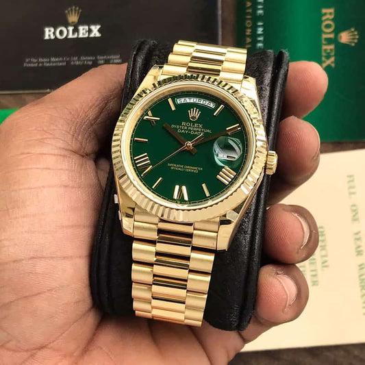 Rolex Day-Date 40 Yellow Gold Green Dial Swiss ETA Automatic firstcopy Watch