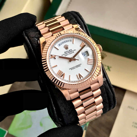 Rolex Day-Date Everose Gold White Dial Super Swiss ETA 1:1 Automatic firstcopy Watch
