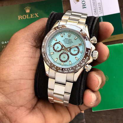 Rolex Daytona Cosmograph Stainless Steel Sky Blue Dial Japanese Automatic Mens Watch firstcopy
