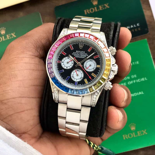 Rolex Daytona Rainbow Stainless Steel Japanese Automatic Mens Watch firstcopy