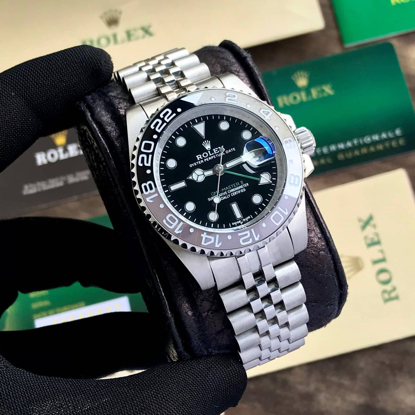 Rolex GMT Master Grey Black Dial Automatic Mens Watch firstcopy