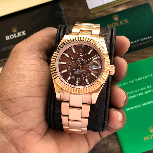 Rolex Sky-Dweller Rose Gold Brown Dial Japanese Automatic firstcopy Watch
