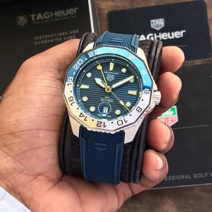 Tag Heuer Aquaracer Professional 300 GMT Blue Fiber Strap Automatic Mens Watch firstcopy
