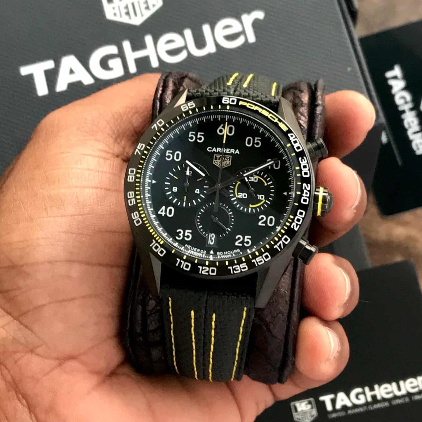 Tag Heuer Carrera X Porsche Yellow Racing Premium Mens Watch firstcopy