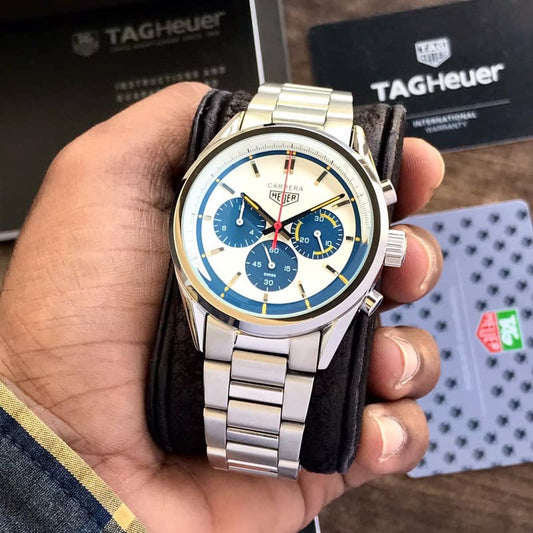 Tag Heuer Grand Carrera Blue Chronograph Stainless Steel Strap Mens Watch firstcopy