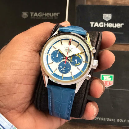 Tag Heuer Grand Carrera Blue Leather Strap Japanese Mens Watch firstcopy