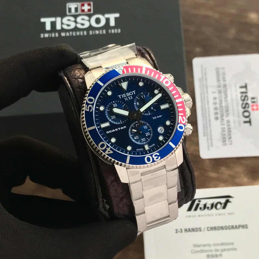 Tissot Seastar 1000 Chronograph Blue Dial Red Bezel Quartz firstcopy Watch