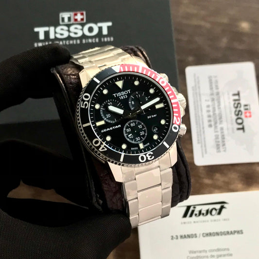 Tissot Seastar 1000 Chronograph firstcopy Silver Black Dial Men’s Watch