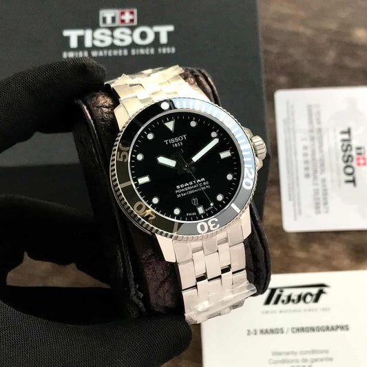 Tissot Seastar Powermatic 80 Silver Black Dial Automatic firstcopy Watch