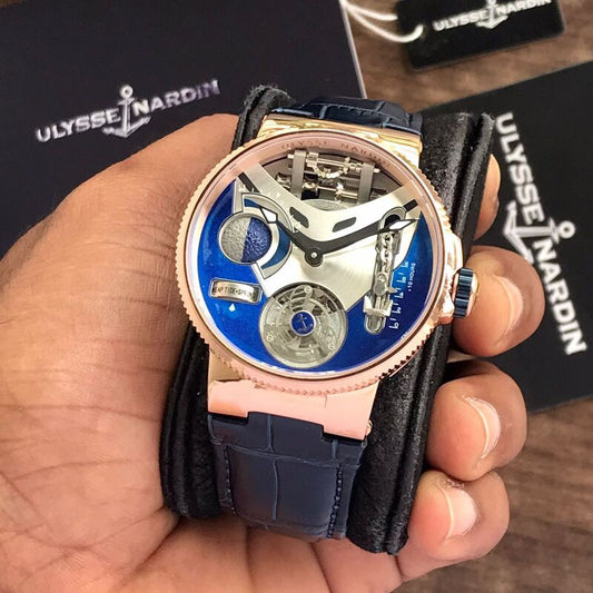 Ulysse Nardin Marine Mega Yacht Black Rosegold Automatic Mens Watch firstcopy