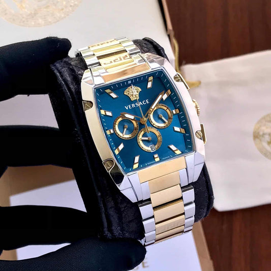 Versace VE6H00723 Two Tone Blue Dial Japanese Quartz Mens Watch firstcopy